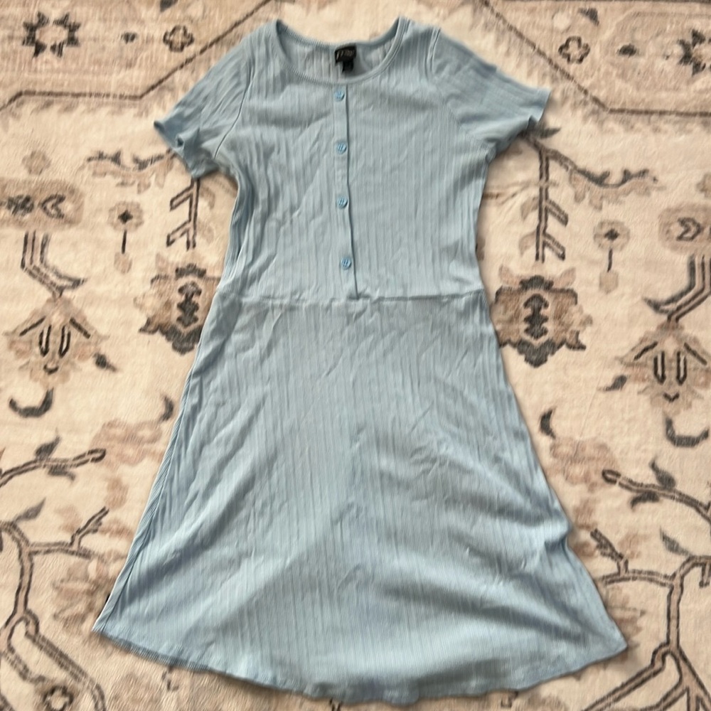 Light Blue Ribbed Dress